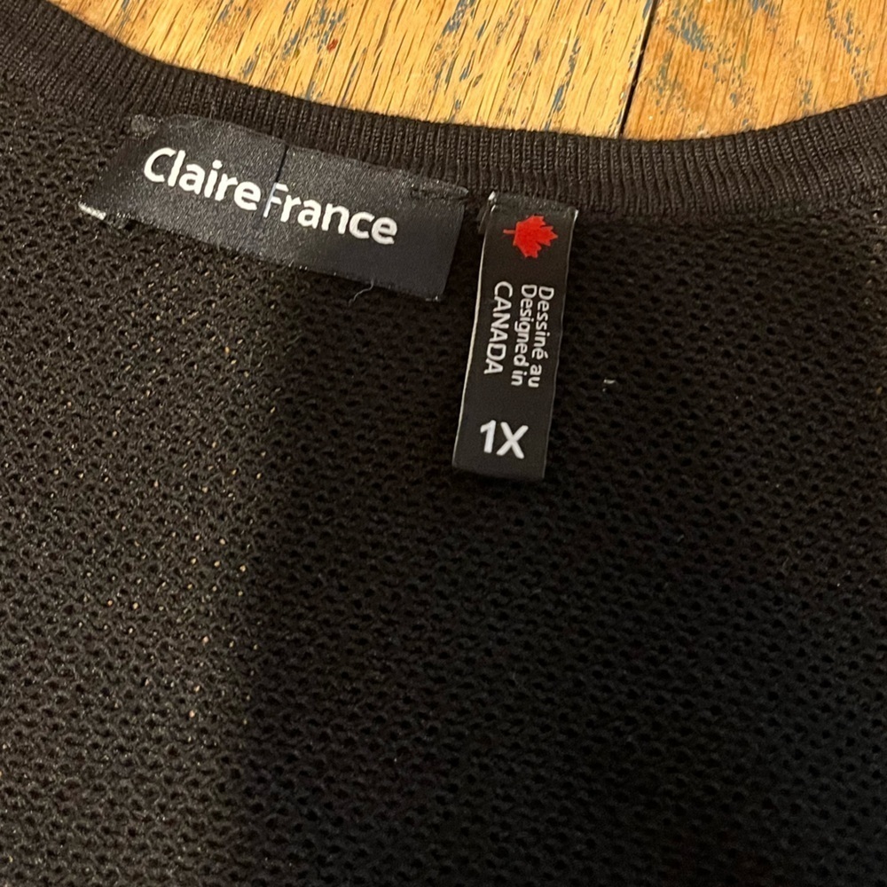 CLAIRE FRANCE – Cardigan noir léger à manches 3/4 – Taille 1X - Picture 2 of 9